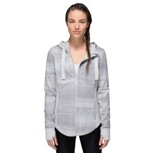 Lululemon Size 6 Post Sweat Pullover Hoodie Silver Gray Stripe Athleisure Lounge